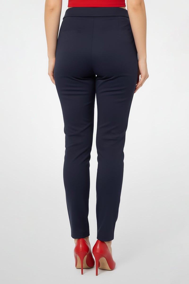 Harmont & Blaine Women Regular Fit Solid Straight Leg Pants, Navy - Image 4